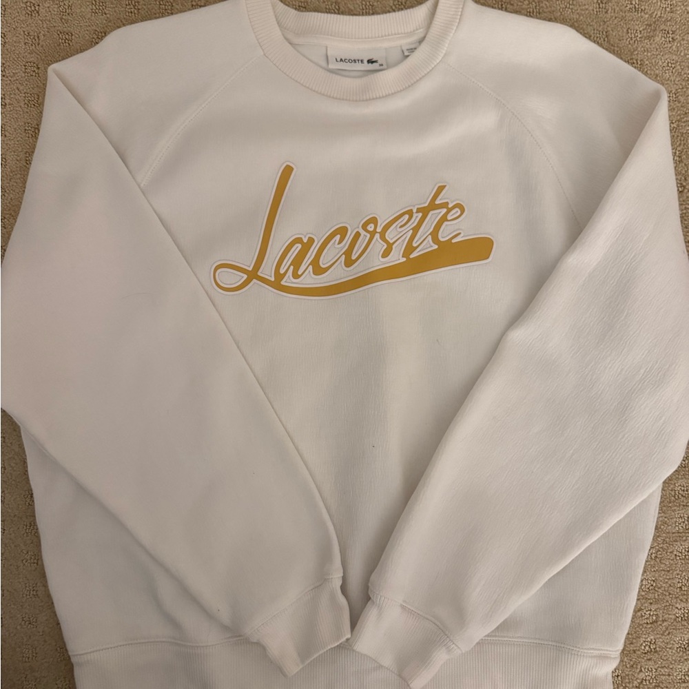 Lacoste White Sweatshirt with Gold Logo